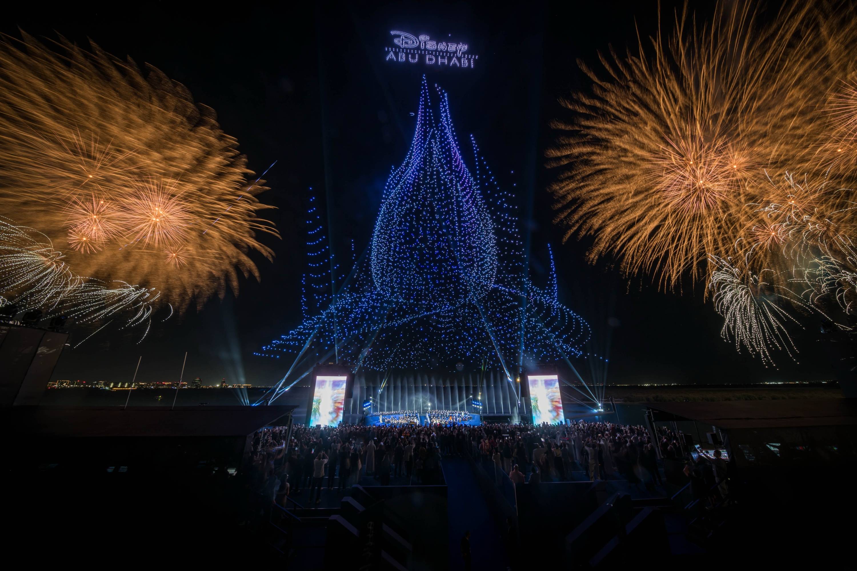 Disney Drone Show and Fireworks Kick Off Disneyland Abu Dhabi Theme Park Project