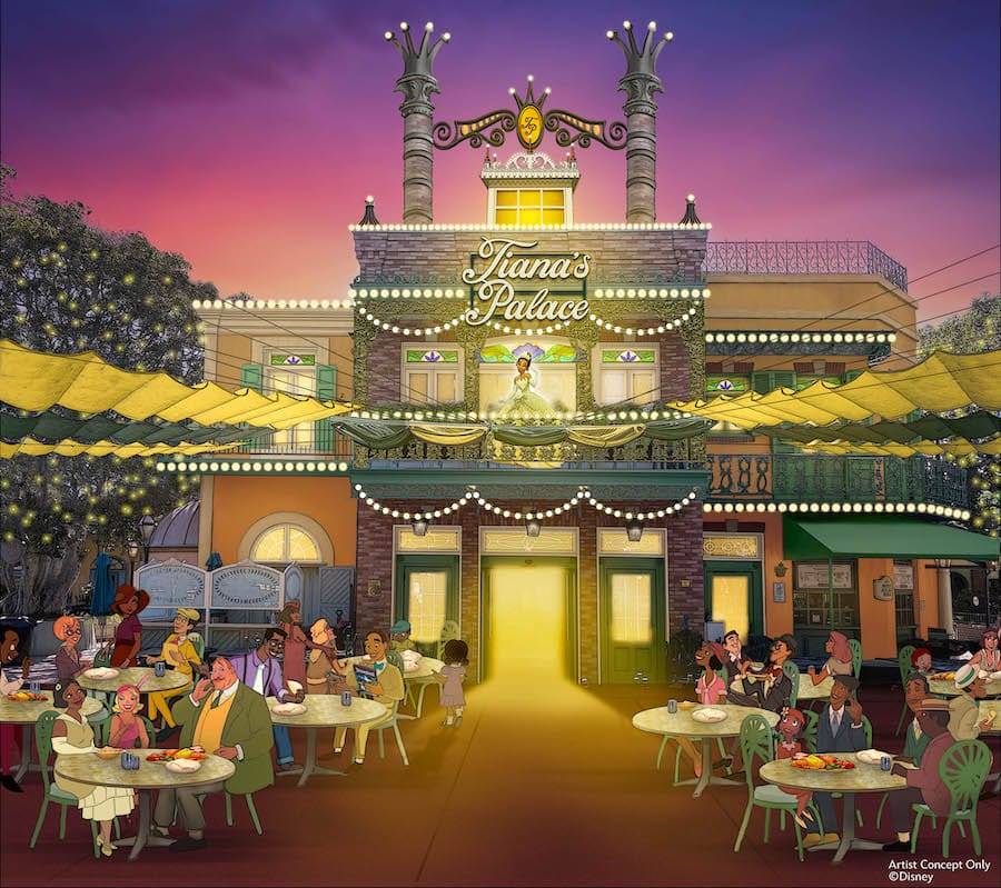 Concept art of Tiana's Palace eatery at Disneyland