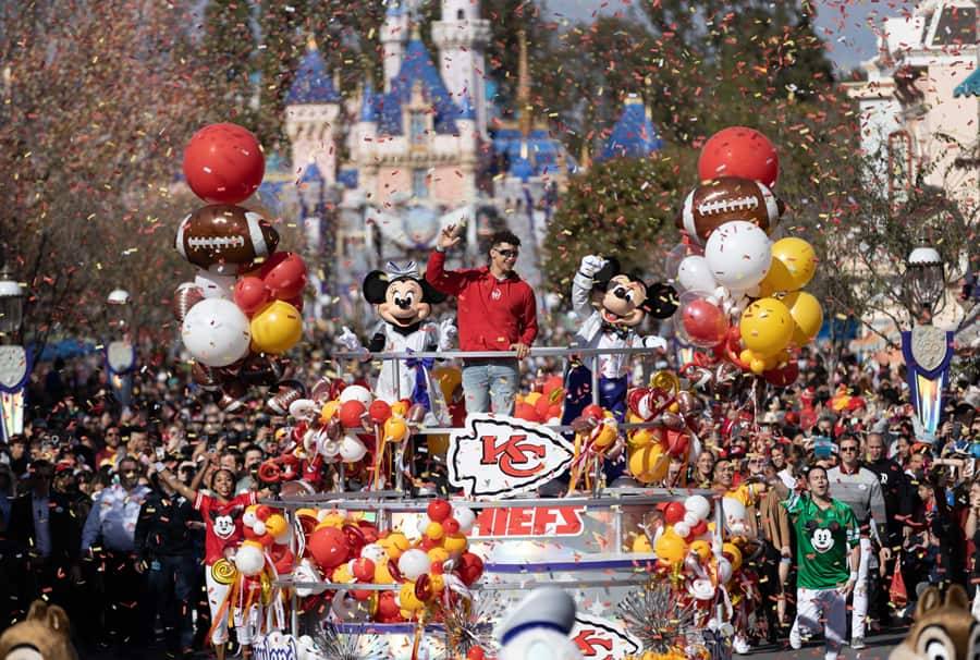 MVP Patrick Mahomes celebrates Super Bowl win at Disneyland Resort