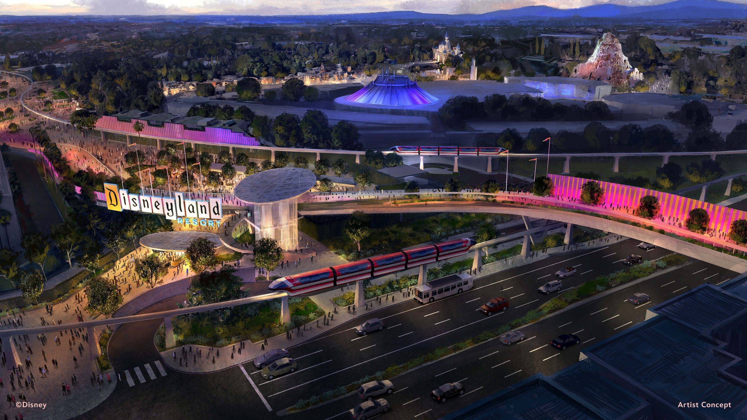 DIsneyland Transportation Hub Concept Art