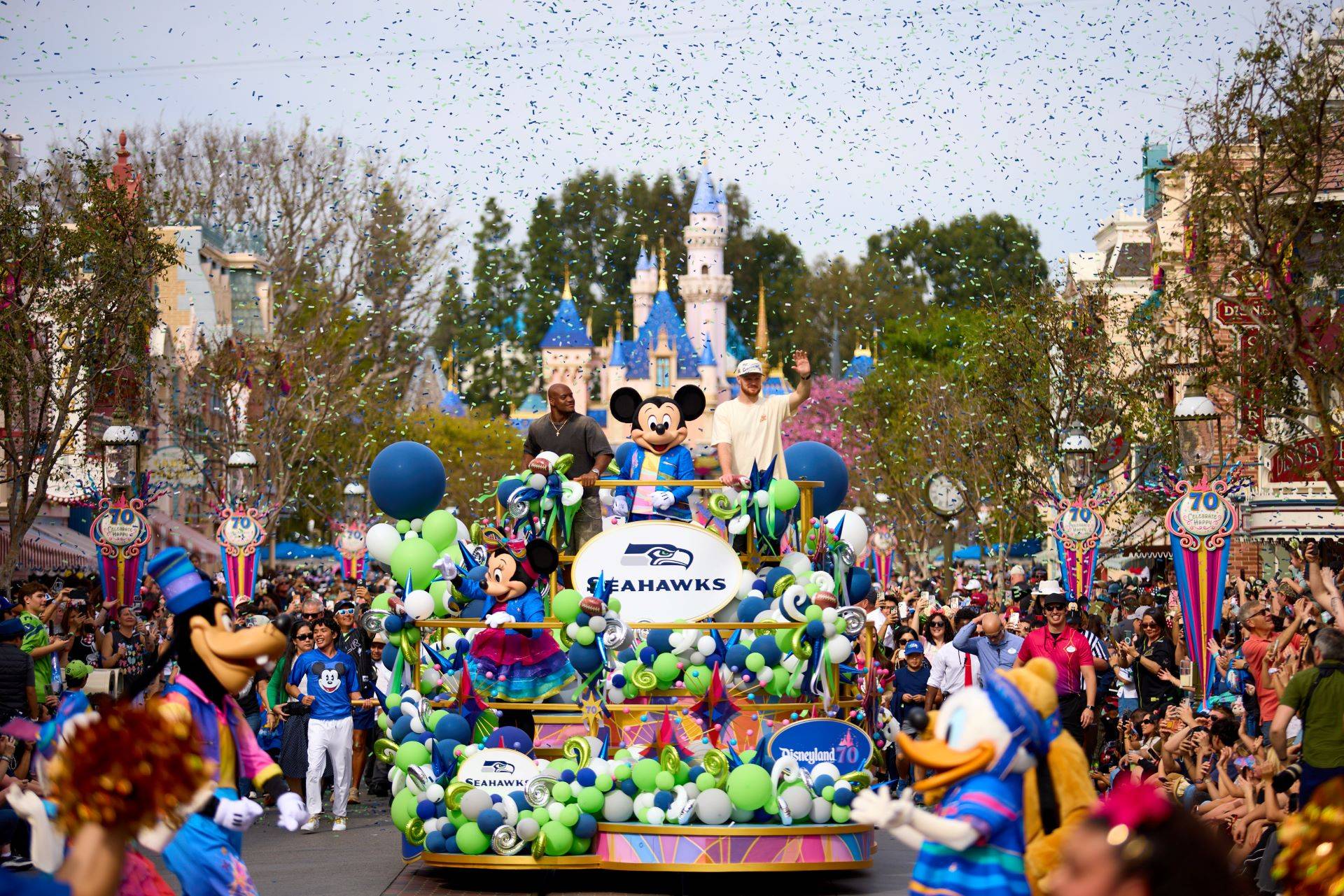 Sam Darnold and Kenneth Walker III's Super Bowl Celebration at Disneyland