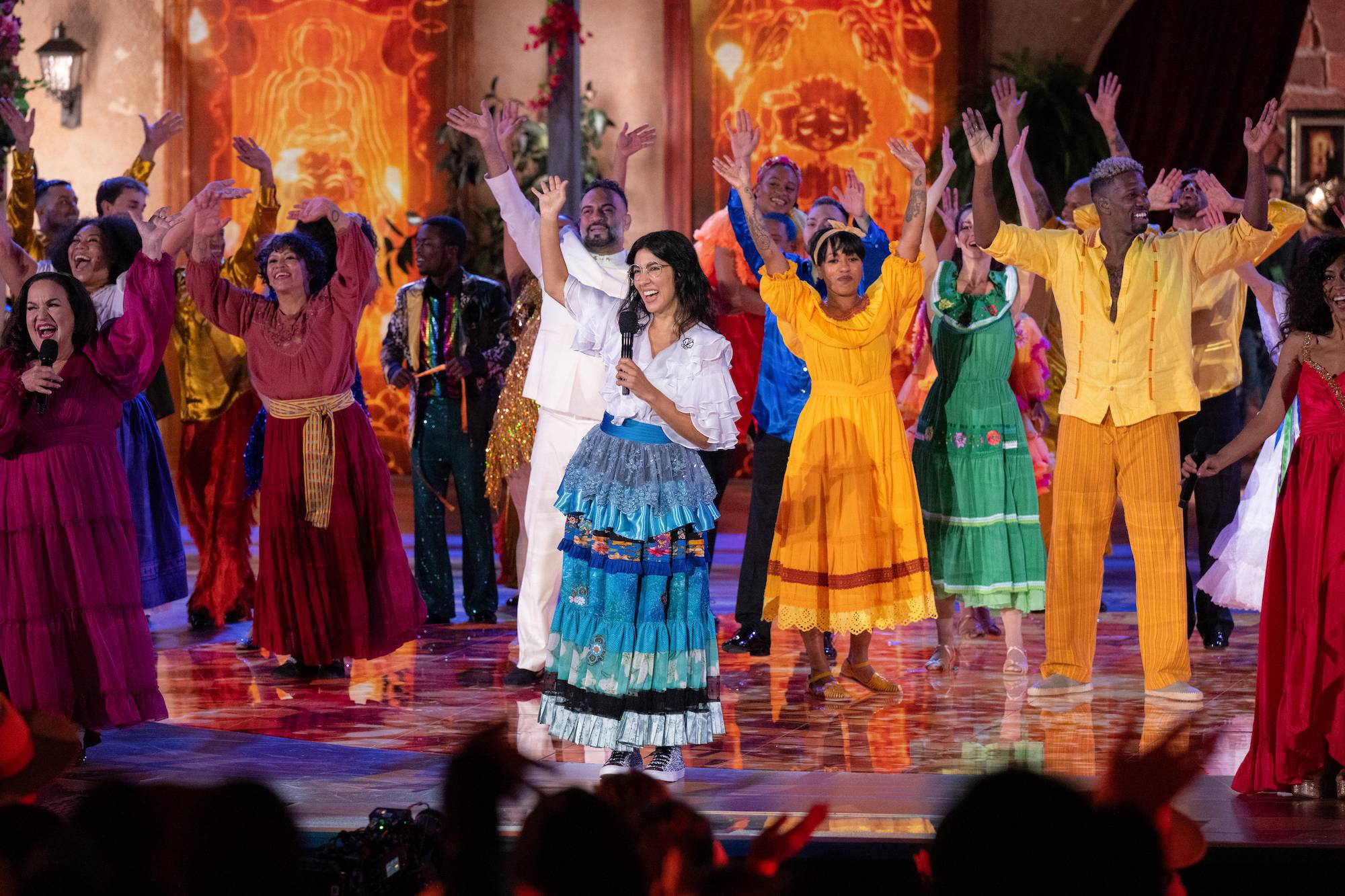 The cast of Encanto perform during the live-to-film concert experience Encanto at the Hollywood Bowl. Encanto at the Hollywood Bowl, from Disney Branded Television, will premiere on Dec. 28 only on Disney+.. (Photo credit: Disney/Temma Hankin)
