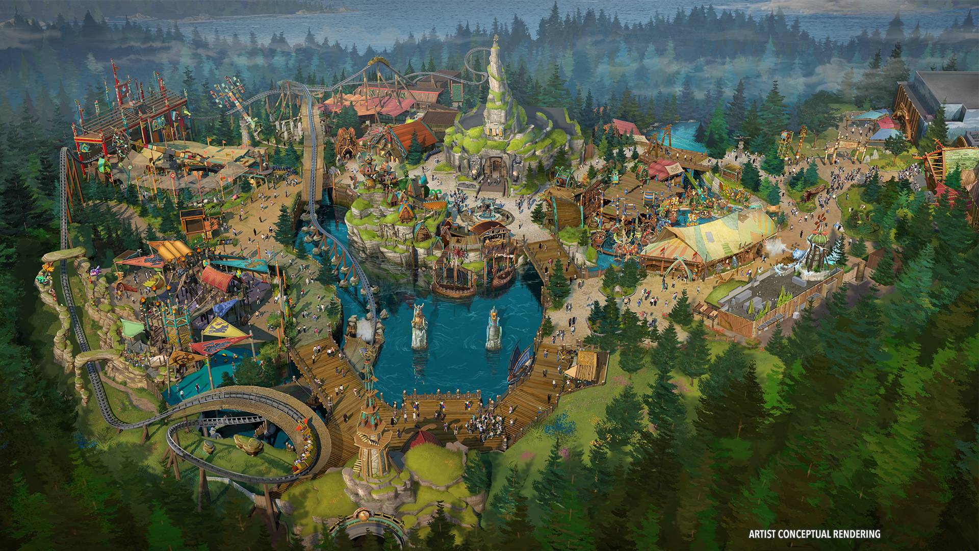 Universal Epic Universe concept art - How To Train Your Dragon - Isle of Berk