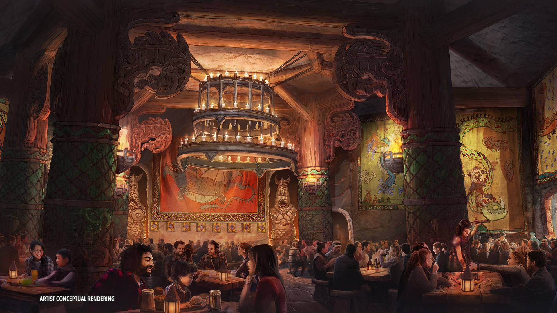 Universal Epic Universe - How to Train Your Dragon – Isle of Berk - Mead Hall - Interior