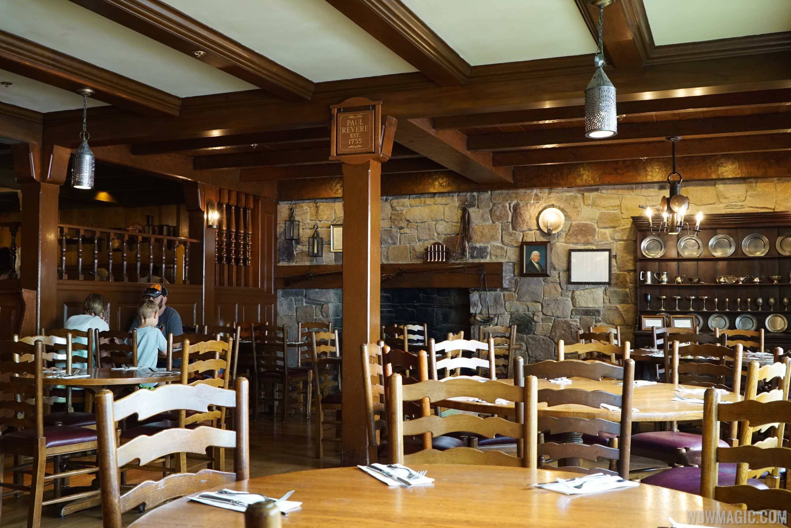 Liberty Tree Tavern offering character dining during the Crystal Palace refurbishment
