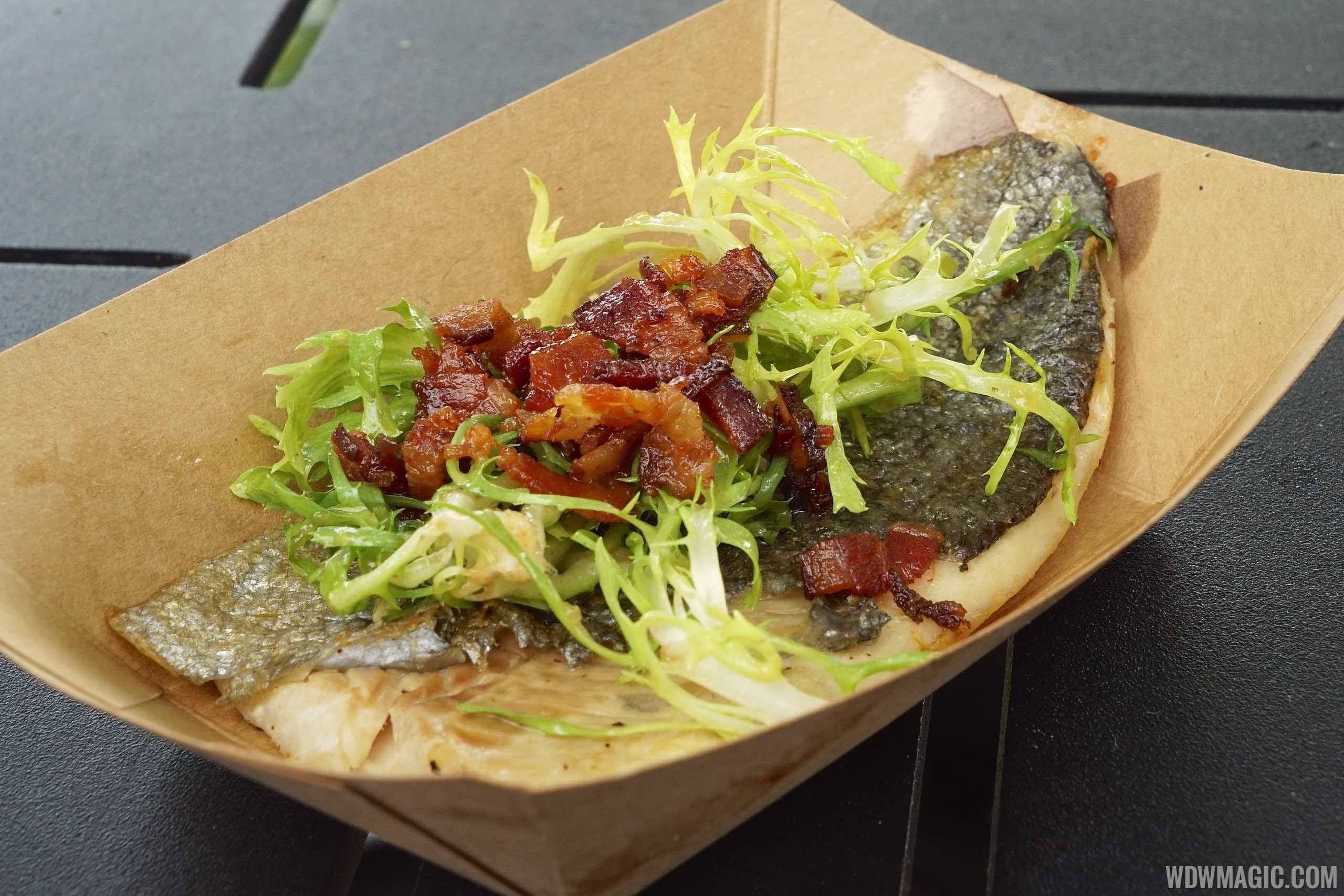 Seared rainbow trout at the Canada Pavilion kiosk