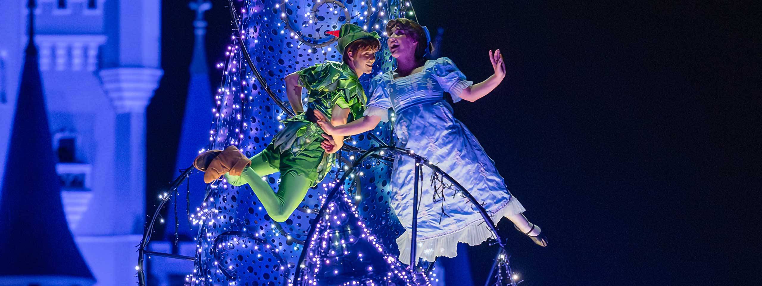 Peter Pan and Wendy Now Flying in Disney Starlight Parade at Magic Kingdom
