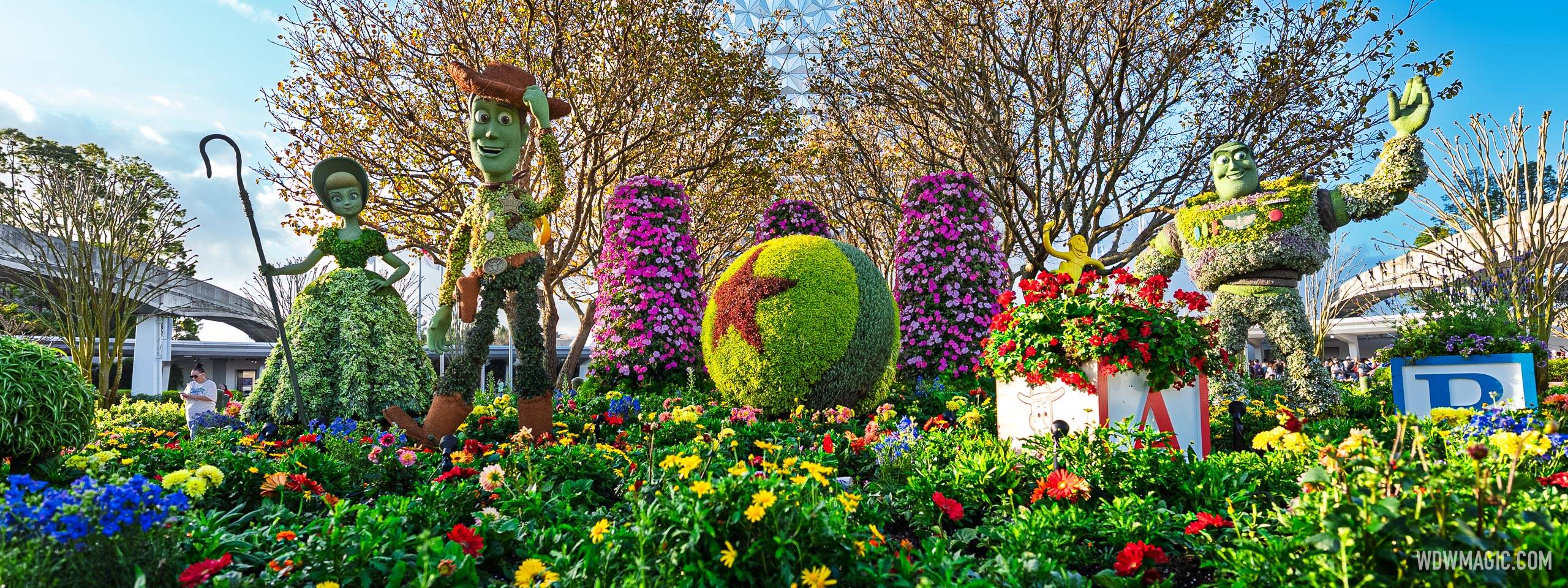 EPCOT's 2026 Flower and Garden Festival Main Topiary Display Celebrates Toy Story 5