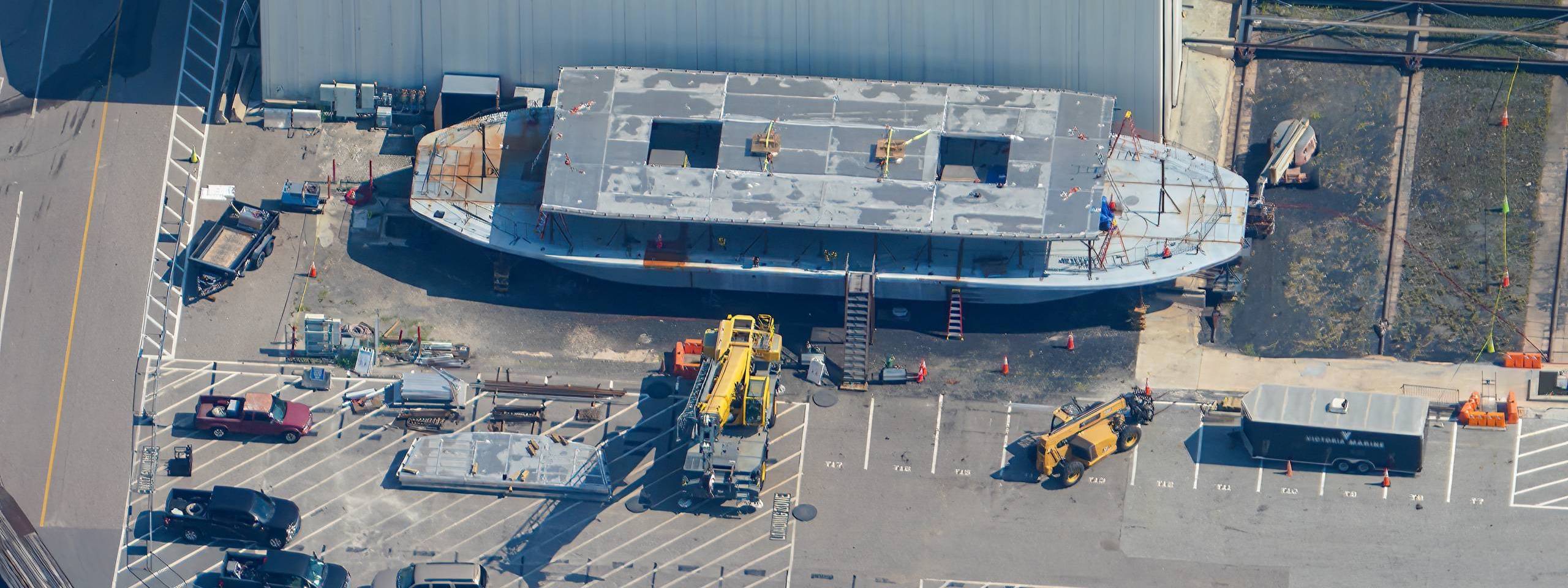 New Magic Kingdom Ferry Boat Hull Assembly Nears Completion in Latest Aerial Photos